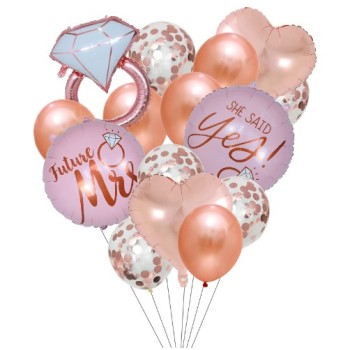 Set 15 baloane pentru Nunta, Flippy, baloane pentru decor, din folie de aluminiu,  30 x 50 cm, Rose