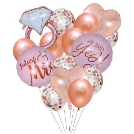 Set 15 baloane pentru Nunta, Flippy, baloane pentru decor, din folie de aluminiu,  30 x 50 cm, Rose
