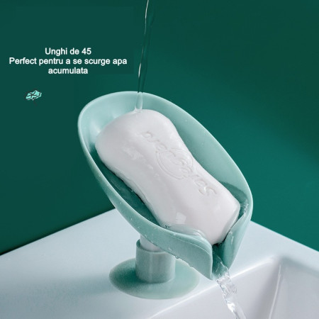 Savoniera Flippy, cu scurgere, pentru sapun, cu ventuza, material ABS, 13 x 8.5 x 10.5 cm, albastru