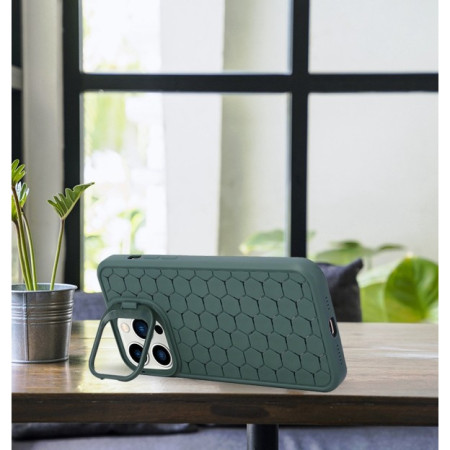 Husa de Protectie TPU, Flippy, pentru Apple iPhone 15, 3D Cube, cu Inel, Protectie Camera, Antisoc, Antizgariere, Antialunecare, Acoperire Completa, Verde