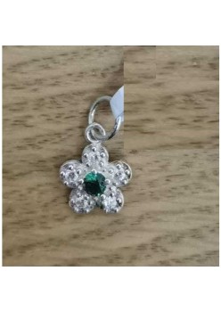 Pandantiv din Argint 925, Jolie Silver, Model Floare Cu Pietre, 0.9 g, 1 x 1 cm, Verde Smarald