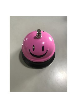 Clopotel de Metal, Flippy, pentru Receptie, Acoperire Smiley Face, Diametru 75mm, Inaltime 65mm, Roz