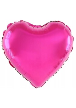 Balon din Folie Metalizata, Flippy, Figurina Inimioara, Model Simplu, Tematica Iubire, 40 cm, Ambalaj Individual, Pai Inclus, Umflare cu Aer sau Heliu, Roz