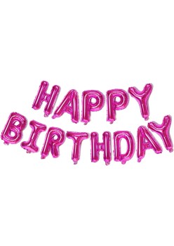 Set Baloane din Folie Metalizata, Flippy, Model Happy Birthday, Litere de 40 cm, Baloane Party, Ambalaj Individual, Pai, Ata si Adeziv Incluse, Umflare cu Aer sau Heliu, Mov