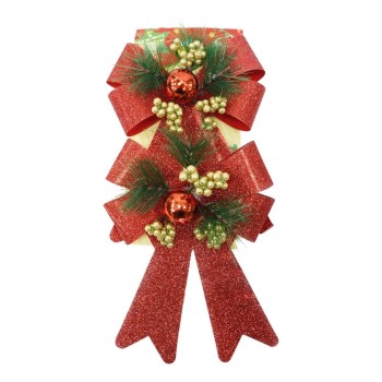 Set 2 fundite pentru brad, Rosii, decorate, cu sclipici, 14 x 19 cm, din poliester, Flippy