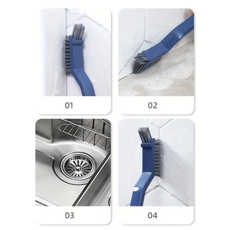 Perie 3in1 de Curatat Podele si Rosturi, Flippy, Lungime Maner 28 cm, Peri din PP, Otel si Plastic, Cleste pentru Scame si Par Inclus, Albastru