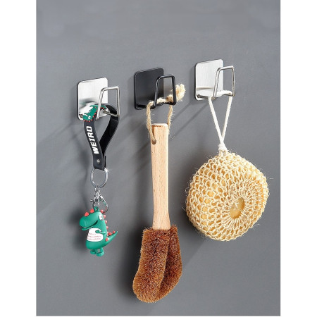 Suport Autoadeziv pentru Burete și Accesorii, Organizator Compact din Oțel Inoxidabil, 5x5x3.5 cm, Gri