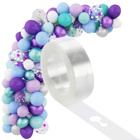 Banda Transparenta pentru Prinderea Baloanelor, Flippy, din PVC, 5 m, Gauri Duble, Transparent