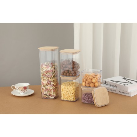 Set 5 Cutii depozitare pentru bucatarie, Flippy, 1x0.5 L, 2x0.8 L, 1x1.2 L, 1x1.9 L