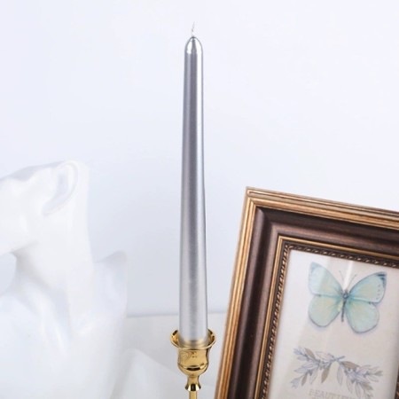Lumanare Decorativa, Flippy, pentru Masa, 25 cm, din Parafina, fara Fum, Ardere 7.5h, Argintiu