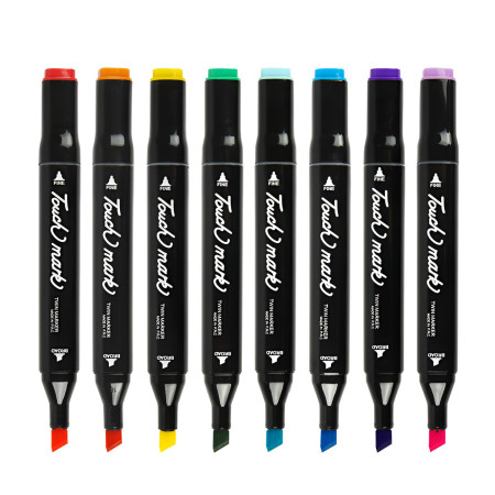 Set 60 Markere Duble cu Alcool Touch Room, Geanta Inclusa, Flippy, Model 1 Multicolor