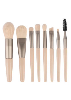 Mini set portabil 8 pensule de machiaj Bej, Flippy