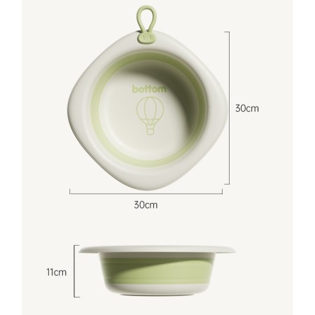 Cada Pliabila pentru Baie pentru Copii, Flippy, Cadita pentru Bebelusi, Model Romb cu Balon, Verde, 31.5x31.5x3.5 cm, 3L