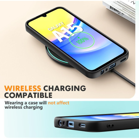 Husa de Protectie, Flippy, pentru Samsung Galaxy A15, Liquid Silicone, cu Microfibra pe Interior, Protectie Antisoc, Compatibil Incarcare Wireless, Negru