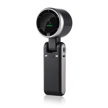 Mini Ventilator Portabil, Flippy, 5 Trepte de Viteza, Afisaj Digital, Incarcare USB, 5V, 2A, 5.95 x 5.2 x 17.2 cm, Negru
