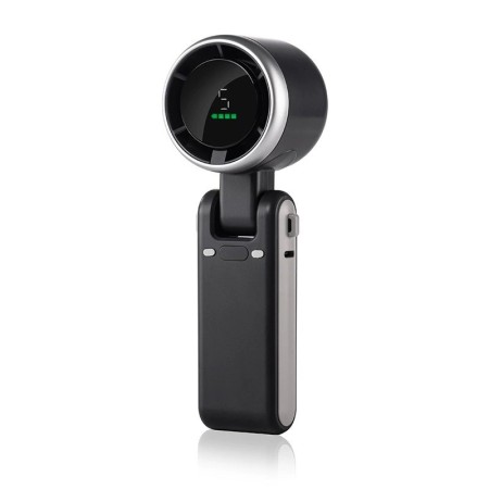 Mini Ventilator Portabil, Flippy, 5 Trepte de Viteza, Afisaj Digital, Incarcare USB, 5V, 2A, 5.95 x 5.2 x 17.2 cm, Negru