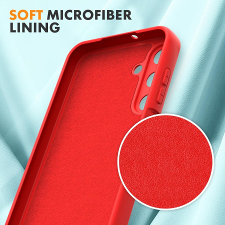 Husa de Protectie, Flippy, pentru Samsung Galaxy A15, Liquid Silicone, cu Microfibra pe Interior, Protectie Antisoc, Compatibil Incarcare Wireless, Rosu