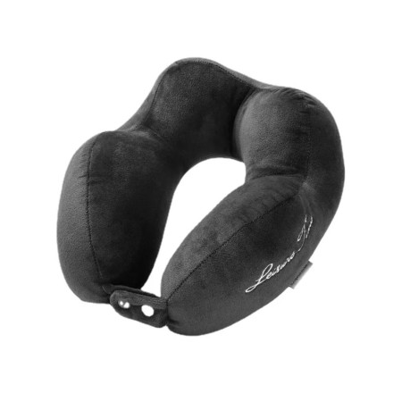 Pernă de Călătorie pentru Gât, Bumbac Moale, Suport Anatomic cu 4 Zone de Susținere, Ajustabilă, Gri