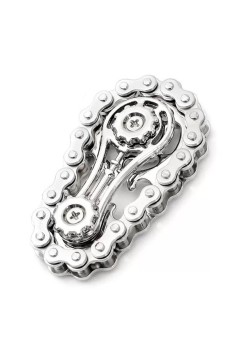 Jucarie Fidget Spinner Premium Anti Stres, Flippy, Giroscop din Aliaj, Jucarie din Metal de decompresie, forma Lant de Angrenaj de Bicicleta, 6 x 3.5 cm, Argintiu