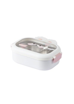 Bunny stainless steel lunch box student office worker lunch box compartment sealed insulation box - Specification: White