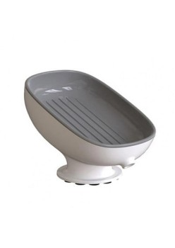 Savoniera din Plastic, Flippy, cu Ventuza, Design Modern, Gri
