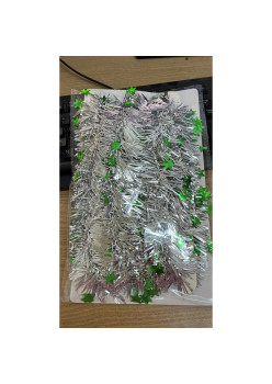 Beteala Craciun cu LED, Verde, model cu stelute, 2 m x 5 cm, PVC, Sir, Artificiala, Flippy