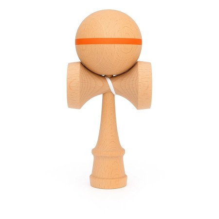 Jucarie Interactiva Kendama, Flippy, din Lemn, 18 cm, Joc de Indemanare pentru Copii si Adulti, Model cu Dunga, Portocaliu