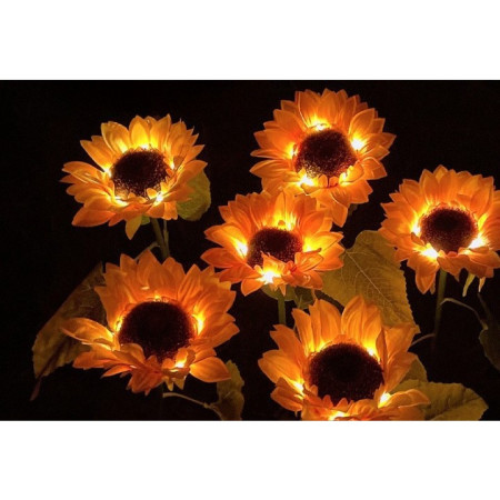 Lampă Solară LED pentru Grădină, Design Floarea-Soarelui, Iluminare Alb Cald, Rezistentă la Intemperii, 70 cm