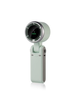 Mini Ventilator Portabil, Flippy, 5 Trepte de Viteza, Afisaj Digital, Incarcare USB, 5V, 2A, 5.95 x 5.2 x 17.2 cm, Verde