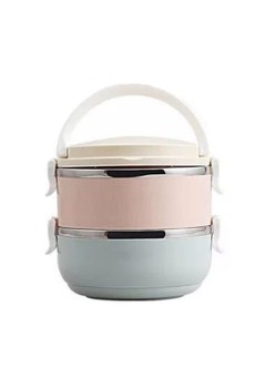 Set 2 Caserole pentru alimente Flippy, lunch box, 1400 ml, otel inoxidabil, maner, valva aerisire, 15.5 x 15 cm, inchidere etansa, multicolor