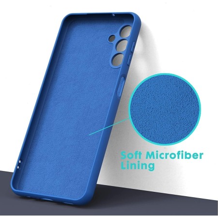 Husa de Protectie, Flippy, pentru Samsung Galaxy A35, Liquid Silicone, cu Microfibra pe Interior, Protectie Antisoc, Compatibil Incarcare Wireless, Albastru