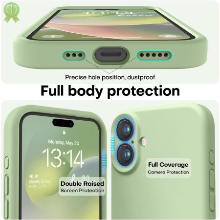 Husa de Protectie Matte TPU, Flippy, pentru Apple iPhone 16 Plus, Protectie Camera, Antisoc, Antizgariere, Antialunecare, Acoperire Completa, Verde