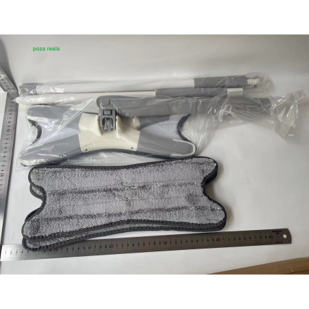 Mop Plat, Flippy, cu Sistem de Stoarcere, 2 Lavete Incluse, Lungime Telescopica 140 cm, Argintiu