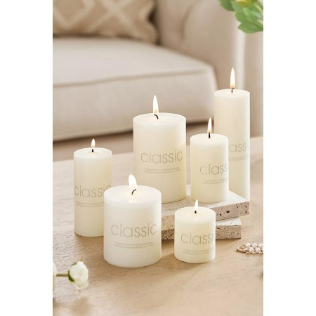 Lumanare Decorativa, Flippy, din Parafina, Cilindrica, Fara Fum si Fara Parfum, 7 x 15 cm, 500 g, Ardere 72h, Ivory Alb