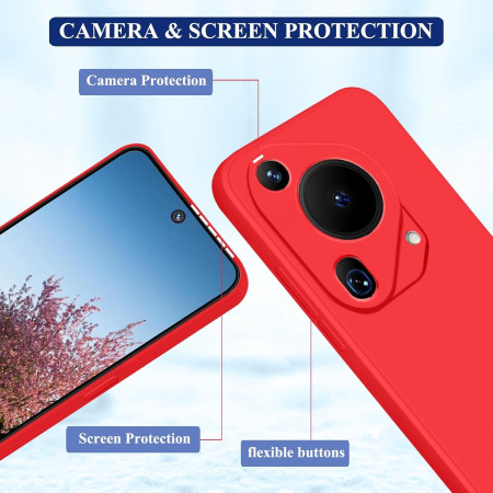 Husa de Protectie, Flippy, pentru Huawei Pura 70 Pro, Liquid Silicone, cu Microfibra pe Interior, Protectie Antisoc, Compatibil Incarcare Wireless, Rosu