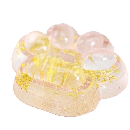 Jucarie Antistres Squishy, Flippy, cu Revenire Lenta, Model Cat Paw, 6.5 x 7 cm, din Tpr, 4-6 Ani, Model 2 Flori, Transparent