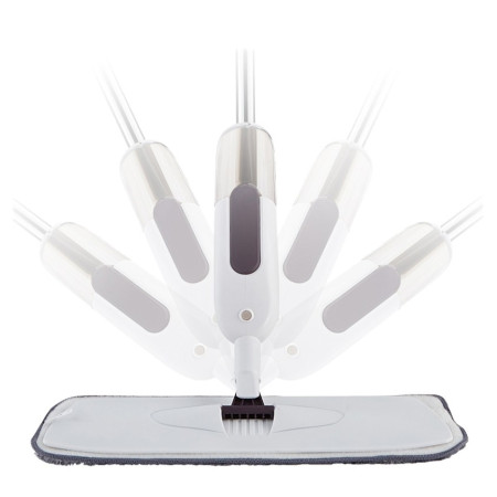 Mop plat, Flippy, cu pulverizator, pentru uz casnic, plastic, rezerva de mop din microfibra, 125x40 cm, Alb/Mov