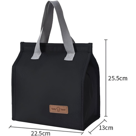 Geanta Termoizolanta Tip Bento Bag Flippy, Camping Cooler, Aluminiu, 22.5x13x25,5 cm, 3.3 L, Negru