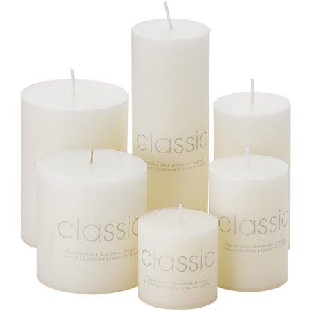 Lumanare Decorativa, Flippy, din Parafina, Cilindrica, Fara Fum si Fara Parfum, 7 x 15 cm, 500 g, Ardere 72h, Ivory Alb