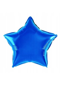 Balon din Folie Metalizata, Flippy, Figurina Stea, Model Simplu, Tematica Aniversare, 40 cm, Ambalaj Individual, Pai Inclus, Umflare cu Aer sau Heliu, Albastru