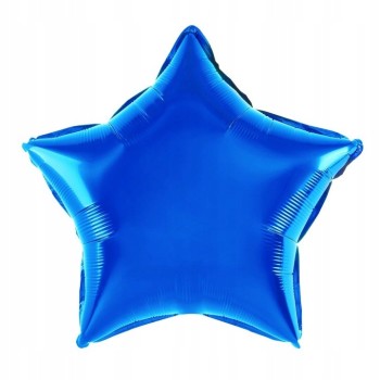 Balon din Folie Metalizata, Flippy, Figurina Stea, Model Simplu, Tematica Aniversare, 40 cm, Ambalaj Individual, Pai Inclus, Umflare cu Aer sau Heliu, Albastru