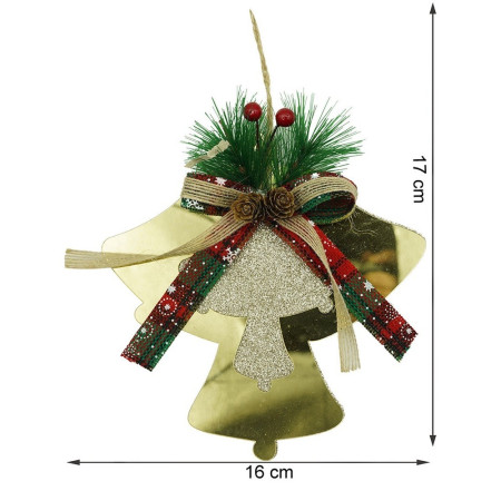Ornament brad, Flippy, Clopotei, Auriu, Lucios, 16*17CM, Acril, Interior/ Exterior
