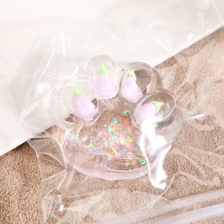 Jucarie Antistres Squishy, Flippy, cu Revenire Lenta, Model Cat Paw, 6.5 x 7 cm, din Tpr, 4-6 Ani, Model 3 Legume, Transparent