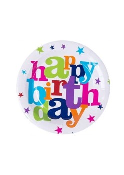 Set 6 Farfurii Unica Folosinta, Flippy, Imprimeu Happy Birthday, din Carton, Diametru 18 cm, Multicolor