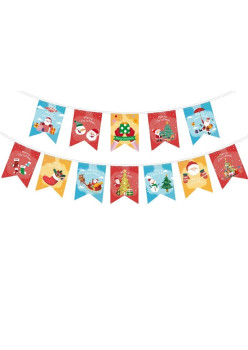 Decoratiune de Craciun, Flippy, Tip Banner, 12 Piese, pentru Usa sau Perete, Multicolor, Sfoara Inclusa, Model B
