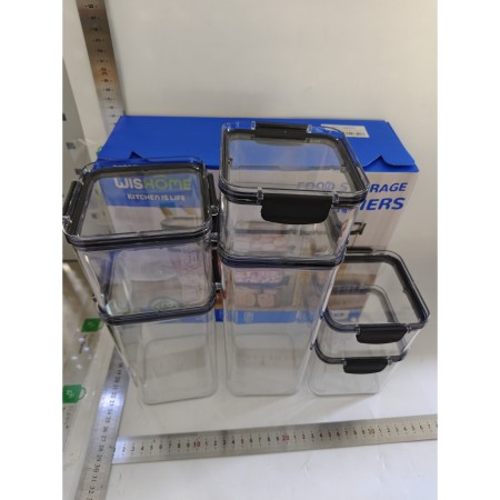 Set 6 Cutii depozitare pentru bucatarie, Flippy, 2x0.46 L, 2x0.7 L, 1x1.3 L, 1x1.8 L