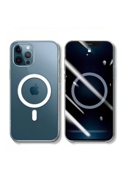 Husa protectie Flippy pentru iPhone 14 Pro Max Mag Safe, 2 in 1 incarcare si magnet, Acril, rezistent la socuri, Transparenta