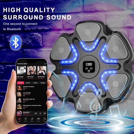 Aparat Box Cu Muzica, Montabil pe Perete, Flippy, Negru, Difuzor, Bluetooth, Iluminare LED, 38 x 27 x 32 cm, Manusi Incluse