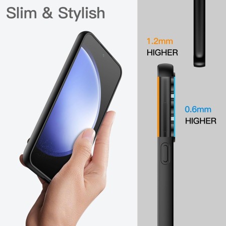 Husa de Protectie Matte TPU, Flippy, pentru Samsung Galaxy S23 FE 5G, Protectie Camera, Antisoc, Antizgariere, Antialunecare, Acoperire Completa, Negru