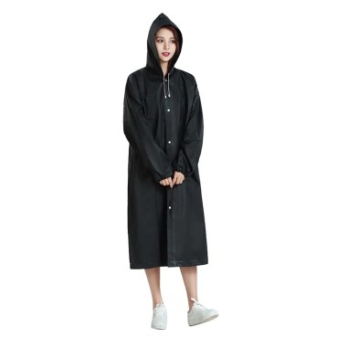 Pelerina de Ploaie, Flippy, pentru Adulti 150-180 cm, din EVA, Impermeabila, Rezistenta la Vant, Inchidere cu Capse, 140 g, Negru